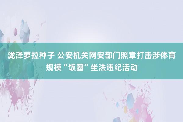 泷泽萝拉种子 公安机关网安部门照章打击涉体育规模“饭圈”坐法违纪活动