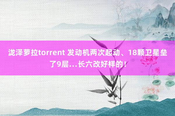 泷泽萝拉torrent 发动机两次起动、18颗卫星垒了9层…长六改好样的！