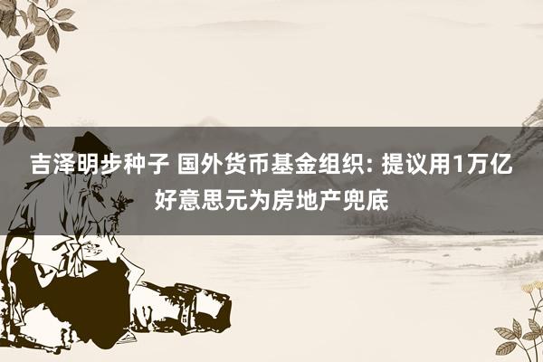 吉泽明步种子 国外货币基金组织: 提议用1万亿好意思元为房地产兜底