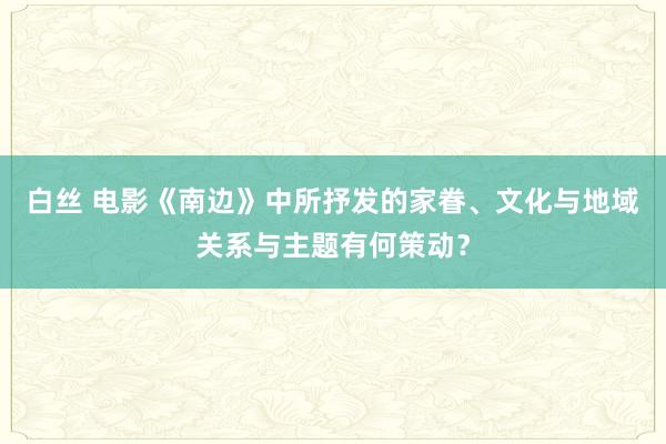 白丝 电影《南边》中所抒发的家眷、文化与地域关系与主题有何策动？