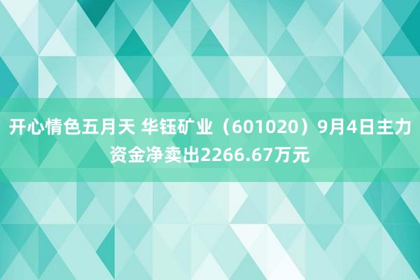 开心情色五月天 华钰矿业（601020）9月4日主力资金净卖出2266.67万元