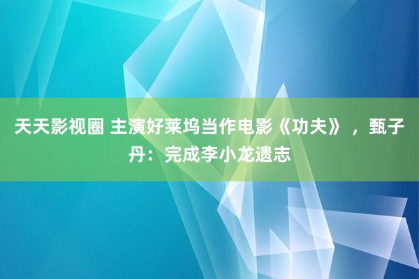 天天影视圈 主演好莱坞当作电影《功夫》 ，甄子丹：完成李小龙遗志