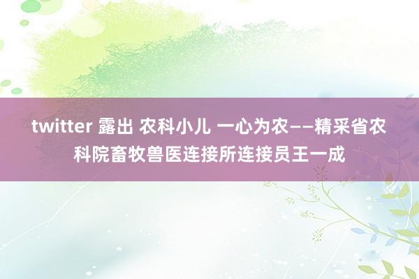 twitter 露出 农科小儿 一心为农——精采省农科院畜牧兽医连接所连接员王一成