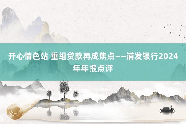 开心情色站 重组贷款再成焦点——浦发银行2024年年报点评